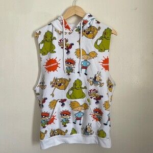 Rugrats Hoodie Vest Reptar, Ren & Stimpy All Over Print Size Medium